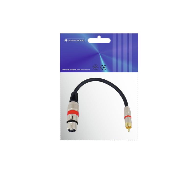 OMNITRONIC Adaptercable XLR(F)/RCA(M) 0.2m bk